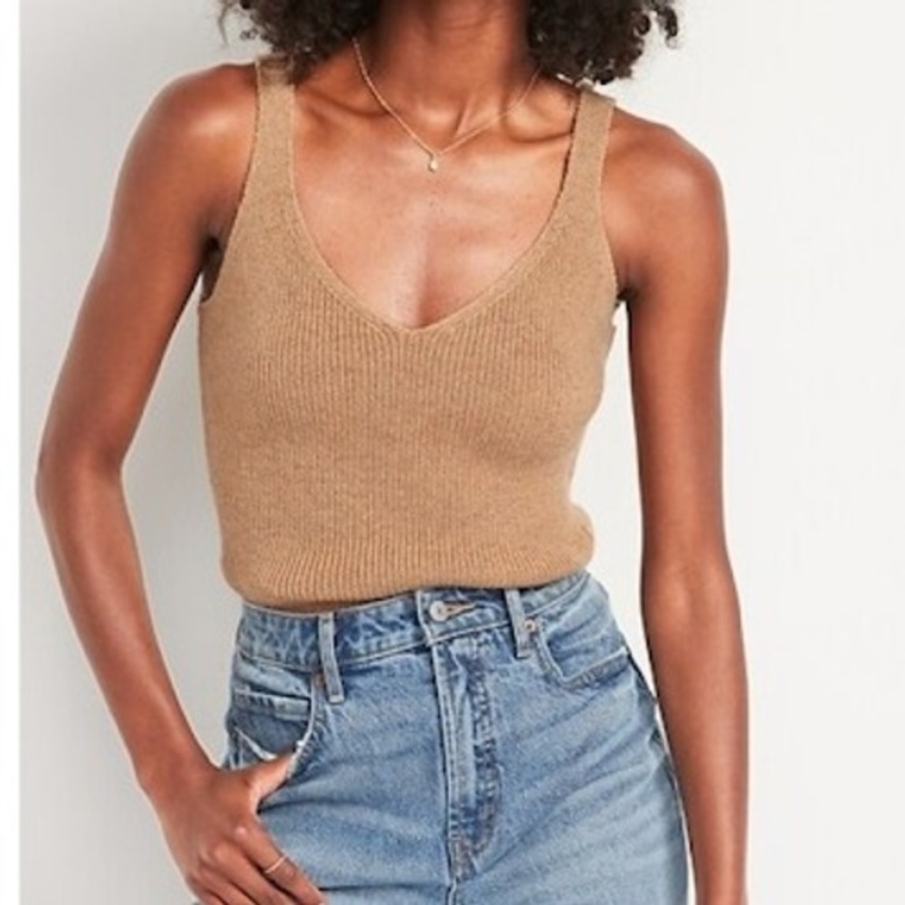 Old Navy Sweater Tank Top Ribbed Knit V-Neck Sleeveless Casual Large‎